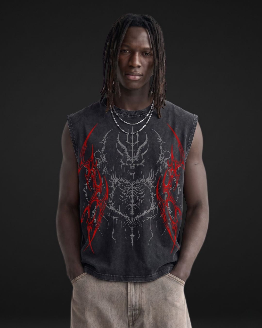 CRIMSON STONE WASHED TANK
