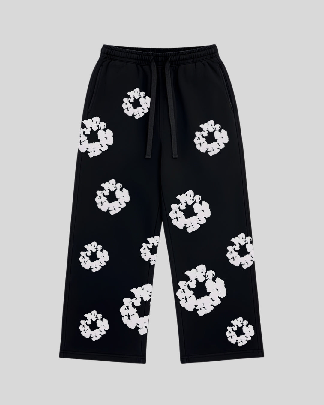 COTTON WREATH BAGGY STRAIGHT FIT PANTS
