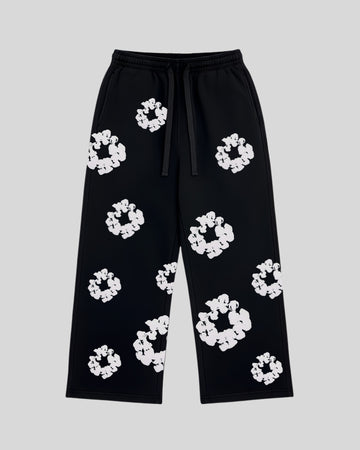 COTTON WREATH BAGGY STRAIGHT FIT PANTS