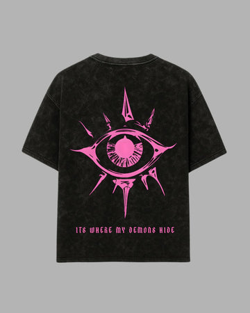 GOTH EYE OVERSIZED ACID WASHED TEE