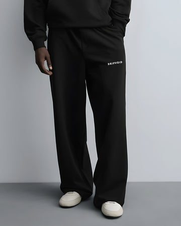 BLACK BAGGY STRAIGHT FIT PANTS
