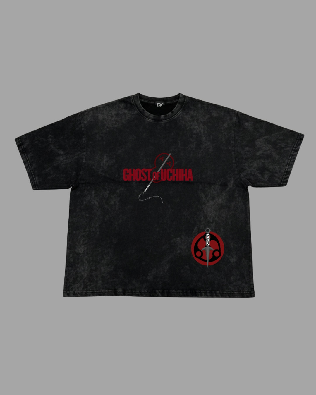 GHOST OF UCHIHA ACID WASHED OVERSIZED TEE